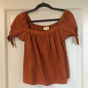 EUC Universal Thread Rust Eyelet Off Shoulder Top